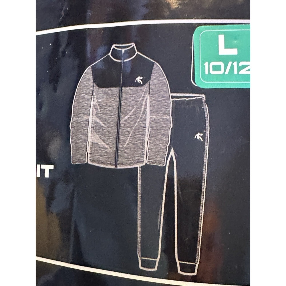 And 1 Boys 2 Piece Track Suit Black Charcoal Gray Zip Up Jacket / Pants L 10/12